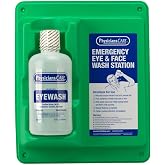 PhysiciansCare Wall-Mount Eyewash Station with 32 oz Bottle | Provide fast eye irrigation in shops and workplaces with a wall-mount station and one 32 oz eye wash bottle.