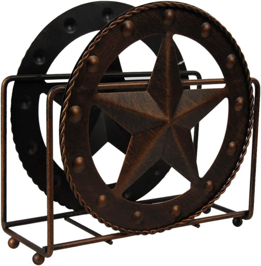 Rustic Brown Napkin Holder Stand Texas Metal Star Star Home Decor Desktop Organizer Office Storage Rack