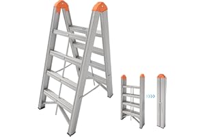 APARECIUM Aluminum Ladder, Foldable Twin Front Ladder, Collapsible A Frame 4-Step Ladder, Compact Step Stool with Wide Anti-Slip Pedal, Aluminum Portable Lightweight Ladder, EN131, 330lb Capacity