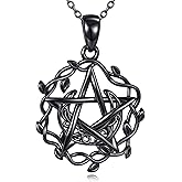 URONE Pentagram Necklace 925 Sterling Silver Pentacle Wiccan Pendant Pagan Wiccan Jewelry Gifts for Women Men