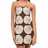 MAKALALA Summer Tube Dress for Women Shell Print Backless Trapless Seashell Tube Mini Dress Going Out Beach Vacation Sundress