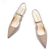 C.Paravano Slingback Kitten Heels for Women | Slingback Pumps | Pointed Toe Slingback Heels | Animal Print Sandals(Size 6,Croc Light Coffee Heels)