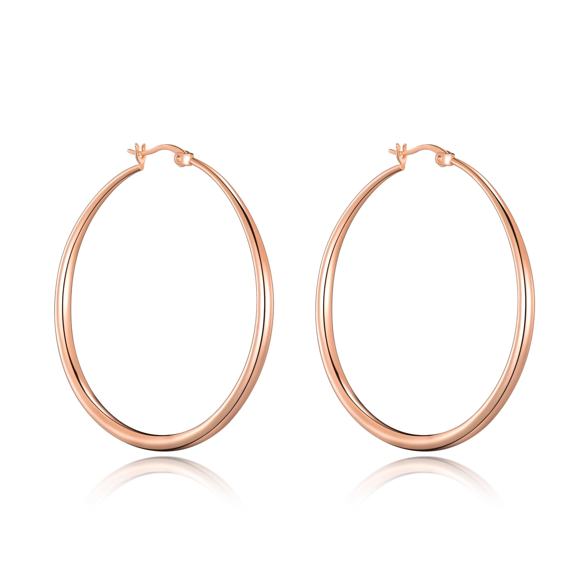 Philip Jones Rose Gold Plated 50mm Hoop Earrings