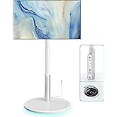 LLDEPLL Floor Mobile TV Stand with Power Outlet, Rolling TV Cart for 27-65 Inch OLED LED Monitors, 6 Levels of Height Adjustment, Ambient Lighting on The Bottom Wheels Holds up to 88lbs, 400x400mm