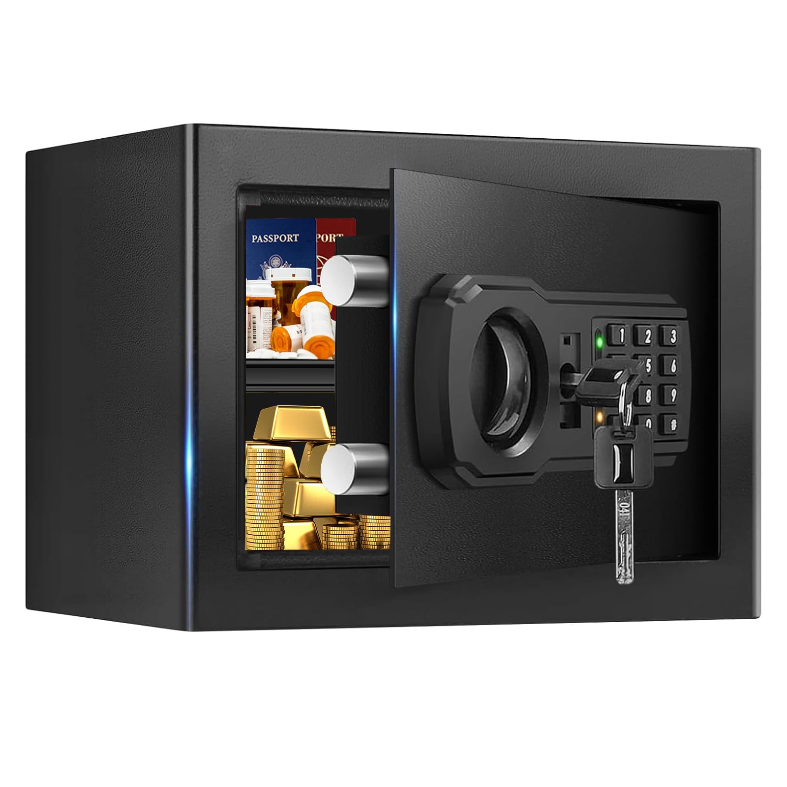 Photo 1 of 0.8 Cubic Small Safes for Home Use, Digital Security Home Safe Box with Programmable Keypad, Removable Shelf and Spare Keys, Anti-Theft Money Safe Steel Lock Box for Document Medicine Valuables