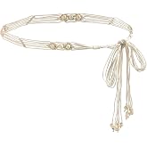 LIMHOO Women's Boho Braided Belt Beaded Rope Waist Belts for Dresses | Adjustable Skinny knotted Beach