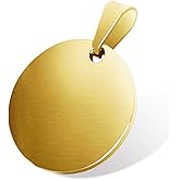 TSJ Stamping Blanks Gold Round Metal Charms 10 Pcs, Stainless Steel Blank Stamping Tags with Hole, 1 Inch Circle Pendants for Necklace Bracelet ID Name Tags DIY Handicrafts