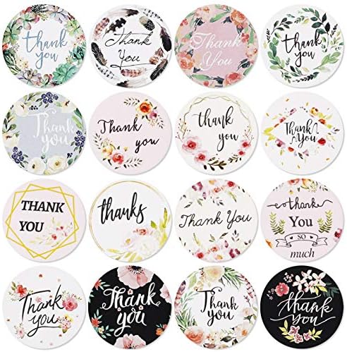 Saitrewed Thank You Stickers, 1.5 inches (3.8 cm), 1000 Sheets, 16 Kinds of Gift Stickers, Wrapping, Thank You Stickers, Cute, For Businesses, Thank You