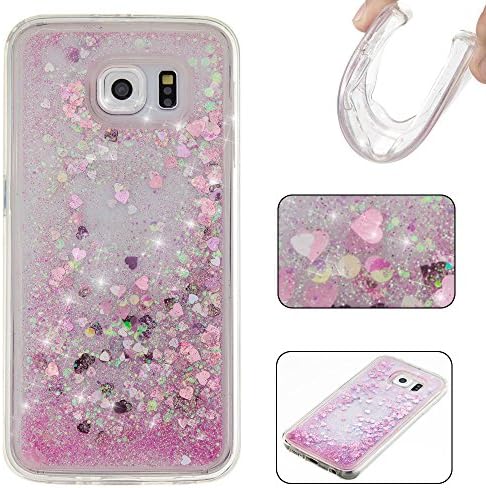 For Samsung Galaxy S6 Case,MobilePick Creative Lovely Design Flowing Bling Glitter Liquid Quicksand Case Full Soft TPU Back Cover for Samsung Galaxy S6 Case - Pink