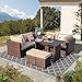 Super Patio Outdoor Ottoman, 2 Piece All Weather Wicker Rattan Patio Ottoman Set with Cushion, Steel Frame, Brown