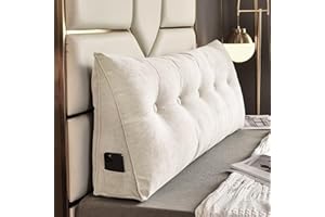 TESICA Large Headboard Pillow Triangular Wedge Backrest Positioning Support Bed Rest Reading Pillows Headboard Wedge Pillows for Day Bed Bunk Bed with Removable Cover White