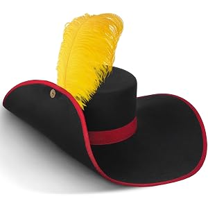 Lrvcnva Cavalier Hat Puss Cosplay Cat Boots Costume Hat for Adult, Halloween Hats with Feather for Men/Women