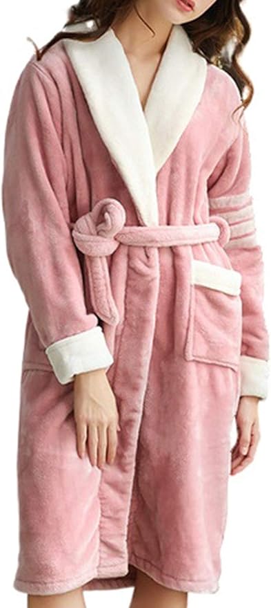 bademantel damen rosa flauschig lang