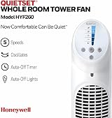 Honeywell QuietSet HYF260 Whole Room Oscillating Tower Fan 5 Speed Remote view 2