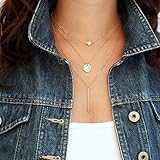 Bridalvenus Gold Layered and Long Choker Necklace, Alloy Stick Necklace, Layering Chokers for Women and Girls