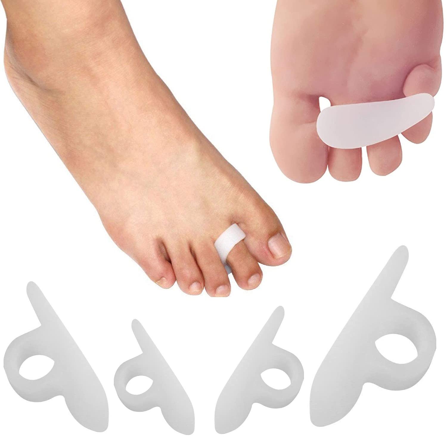 PEDIMEND™ Single Loop Silicone Gel Toe Separators for Claw Toes - Hammer Toe Straightener - Toe Separator for Overlapping Toes - Reduces Toe & Foot Discomfort - Unisex - Foot Care (Two Pairs)