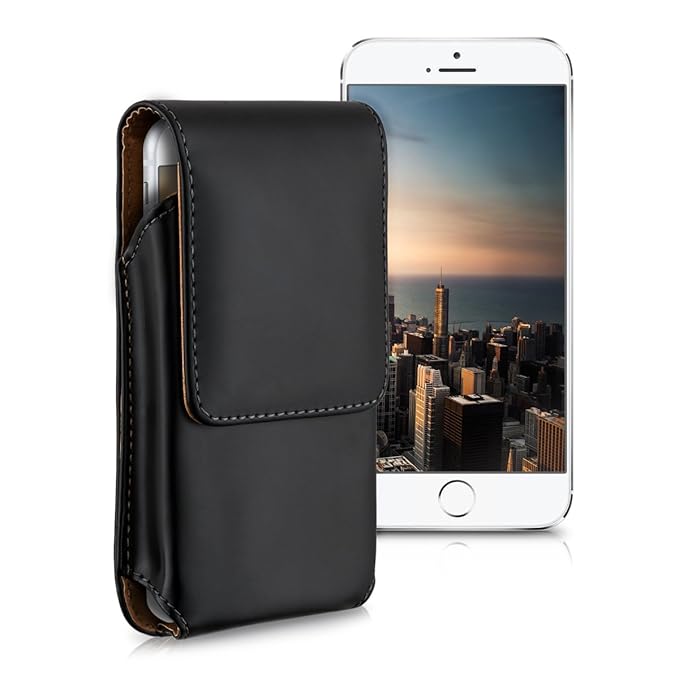 kwmobile Gürteltasche Hülle für Handys mit Gürtelclip - 13,5 x 6,9 cm Kunstleder Gürtel Case mit Gürtelschlaufe Schwarz