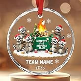 Funny Raccoon Dumpster on Fire Response Team Ornament, Personalized Dumpster on Fire Ornament, Coworker Christmas Glass Ornaments, Custom Name Group