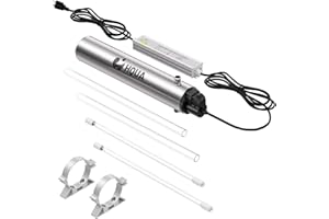 HQUA-TWS-12 Ultraviolet Water Purifier Filter for Whole House Water Purification,12GPM 120V, 1 Extra UV Lamp + 1 Extra Quartz Sleeve