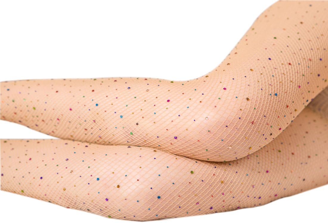 Wotaken Women's Sexy Tight Sparkle High Waist Rhinestone Fishnet Stockings Pantyhose