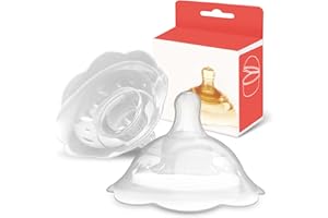 Elfzone Nipple Shields for Nursing Newborn - 2 Packs - Silicone Breast Shields Nursing Caps for Breastfeeding Baby and Mommy Breast Shell, White