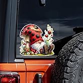 2pcs 2D Flat Floating Cute Little Ladybug and Gnome Vinyl Sticker, 5.12"x4.72" for Cars, Laptops, Windows, Walls - Smooth Surface Adhesion |#CZ314