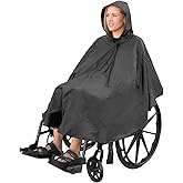 Vive Wheelchair Poncho - Lightweight, Breathable & Waterproof Raincoat for Adults - Wheel Chair Cover for Full Body Coverage - Universal Fit - Reusable & Packable Cape with Hood for Men, Women