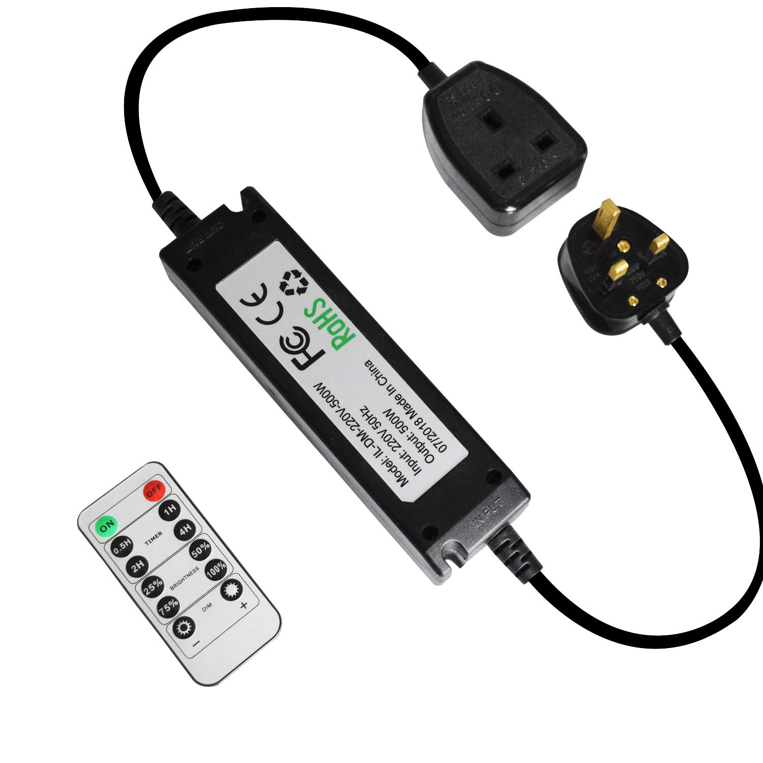 BRTLX Outdoor Plugin Dimmer Switch for Outdoor String Lights,50Ft(15m) Control Range with