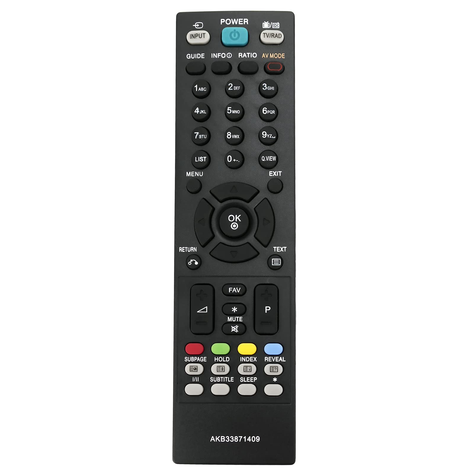 AKB33871409 Replacement Remote Control Fit for LG LCD TV 19LG3000-ZA 19LG3010-ZB 22LG3000-ZA 22LG3010-ZB 26LG3000-ZA