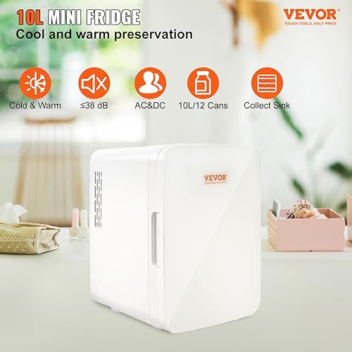 VEVOR Mini Fridge,10L/12 Can Luxury Skin Care Refrigerator, Small