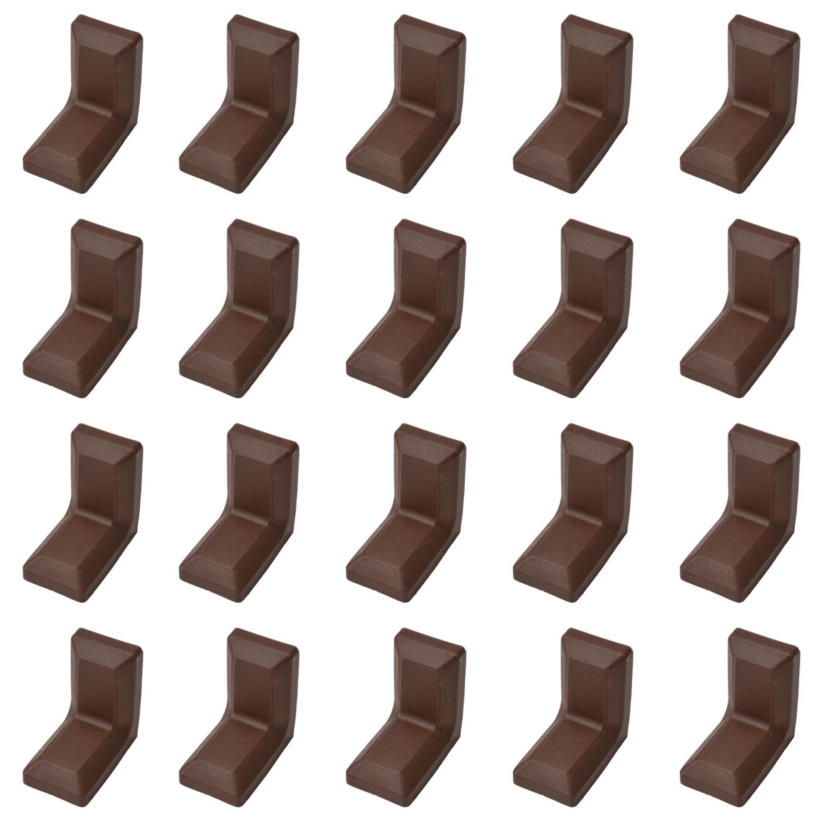 MOROBOR Angle Bracket, 40Pcs 90 Degrees L Shape Steel Galvanized Corner Bracket with Dark Brown ABS Plastic Cover for Cupboard Wardrobe Shelf