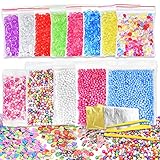 20 Pack Slime Making Kit Including Fishbowl Beads, Foam Balls,Rainbow Pearl, Imitation Gold Silver Leaf, Fruit Cake Flower & Love Slices and Slime Tools for Making Slime