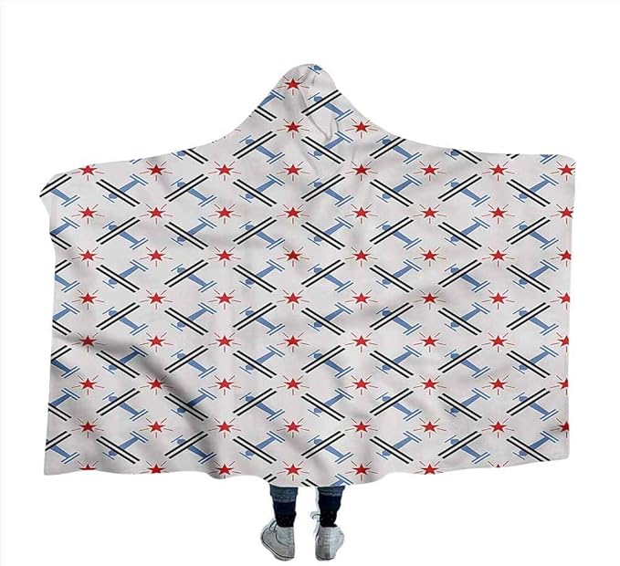 GGACEN Vintage Airplane Hooded Blanket Thicked Retro Craft Throw