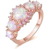 CiNily Silver Plated Green/Pink/White Fire Opal Ring Emerald Gemstone Ring Size 5-12