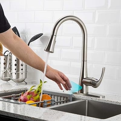 FORIOUS Grifo de cocina con sensor con rociador abatible