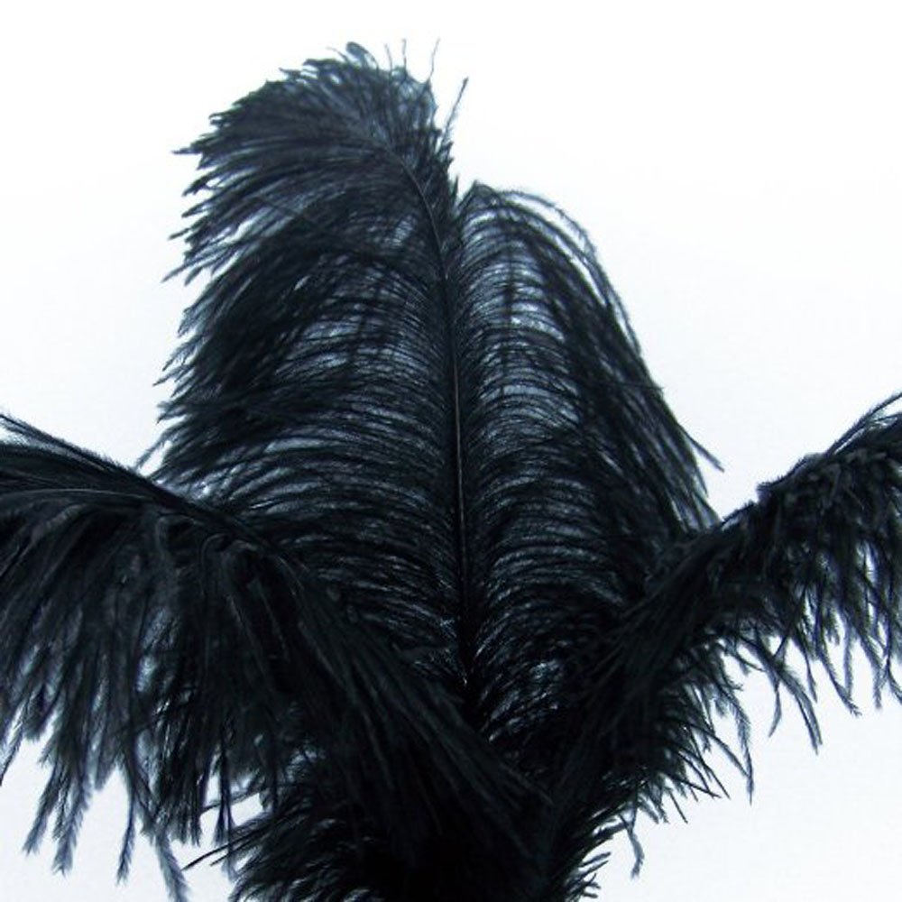 KOLIGHT 100pcs Ostrich Feather Black 30-35cm Natural Feathers Wedding, Party,Home,Hairs Decoration