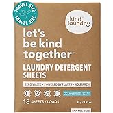 Kind Laundry Detergent Sheets with Stain-Fighting Enzymes - Plant Powered Eco-Friendly Laundry Soap Sheets - Home or Travel Laundry Detergent - Ocean Breeze, 18 Loads (Mom's Choice Award Winner)