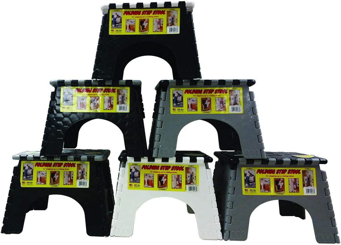 B & R Plastics Inc 103-6GR EZ Foldz Step Stool 12" Grey