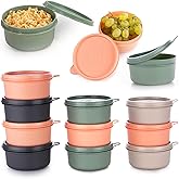EYNEL Set of 12 Small Round 9 oz Deli Containers with Lids, Airtight Leakproof Reusable Food Storage, Plastic To Go Bento Box