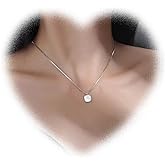 W WEILIRIAN Vintage White Square Necklace Boho Square Pendant Necklace Chain Gold Thin Chain Necklace Jewelry for Women and Girls Gifts