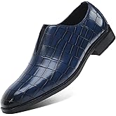 LMGYZUR Men's Retro Dress Slip-on Loafers Business Casual Formal Leather Shoes for Men