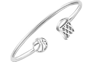 CHOORO Silver Basketball Rim and Net Bracelet Bangle Basketball Jewelry Gift for Basketball Lovers Team Sport Gift