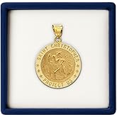 Cross+Crown Premium 14K Yellow Gold Filled Saint Christopher Pendant, Durable Double-Bonded 14K Pendant for Necklace, Women & Mens Gold St Christopher Medal & Premium Jewelry Box, Handcrafted Religious Jewelry in the USA