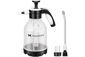 MAYGROVE 0.5 Gal Pump Sprayer, Hand Water Spray Bottle for Indoor Plant, Clear Plant Sprayer with Side Filling Port, Measuring Cup, Adjustable Nozzles, Safe Pressure Relief Valve