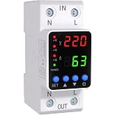 KERWINN Adjustable Voltage Protector 110V/220V, 80‑210V Undervoltage 130‑300V Overvoltage, Overcurrent Protection,1‑63A Adjustable Smart Circuit Breaker, AC DIN Rail Voltage Stabilizer(White)