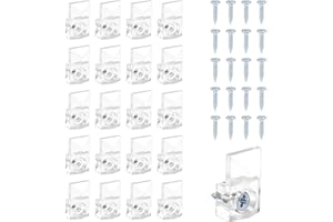 20pcs Mirror Holder Clips, Premium Clear Plastic Mirror Clips for Wall Mounting with 20pcs Screws Mirror Hangers Mirror Hangi