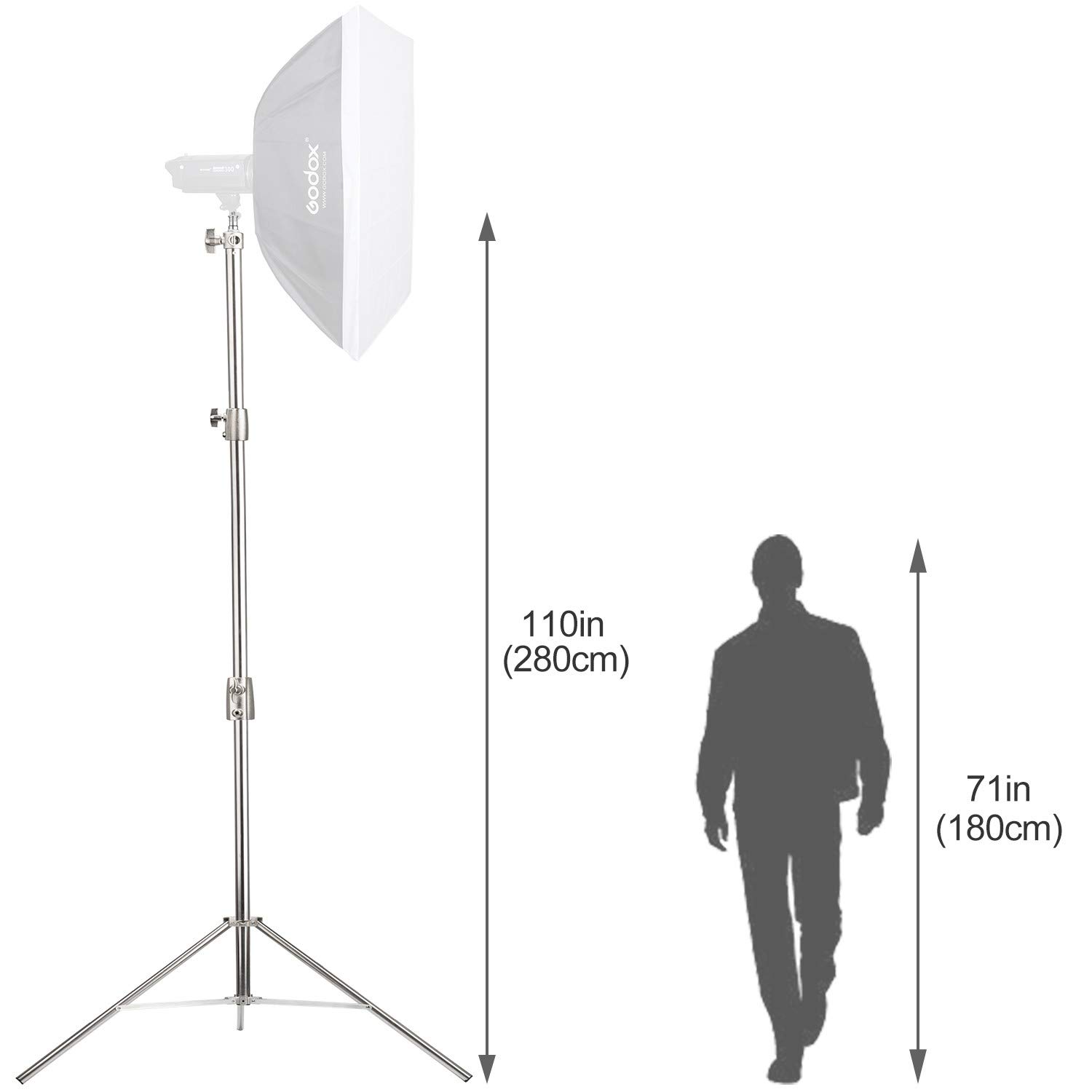 EACHSHOT 2-Pack Light Stand Kit, 2.8m Stainless Steel Heavy Duty with 1/4