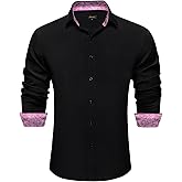 DiBanGu Men's Dress Shirt Long Sleeve Casual Button Down Shirts Regular Fit Inner Contrast Shirt for Business Party