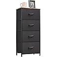 Somdot Tall Dresser for Bedroom with 4 Drawers, Storage Chest of Drawers with Removable Fabric Bins for Closet Bedside Nursery Laundry Living Room Entryway Hallway, Black