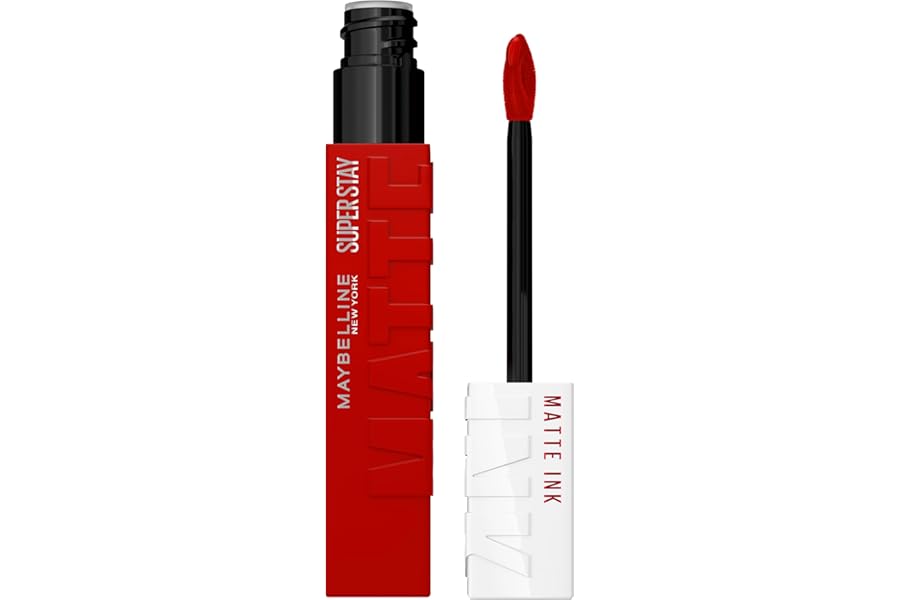 Maybelline Super Stay Matte Ink Liquid Lipstick Makeup, Long Lasting High Impact Color, Up to 16H Wear, Exhilarator, Ruby Red, 1 Count, Packaging May Vary